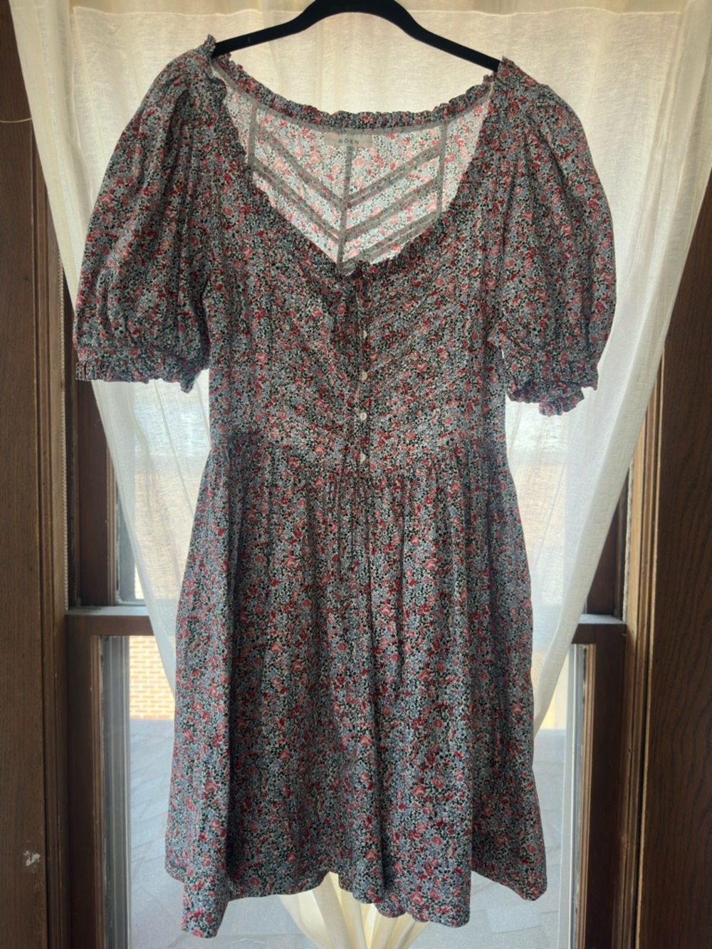 Floral Puff-Sleeve Summer Dress in Multicolor